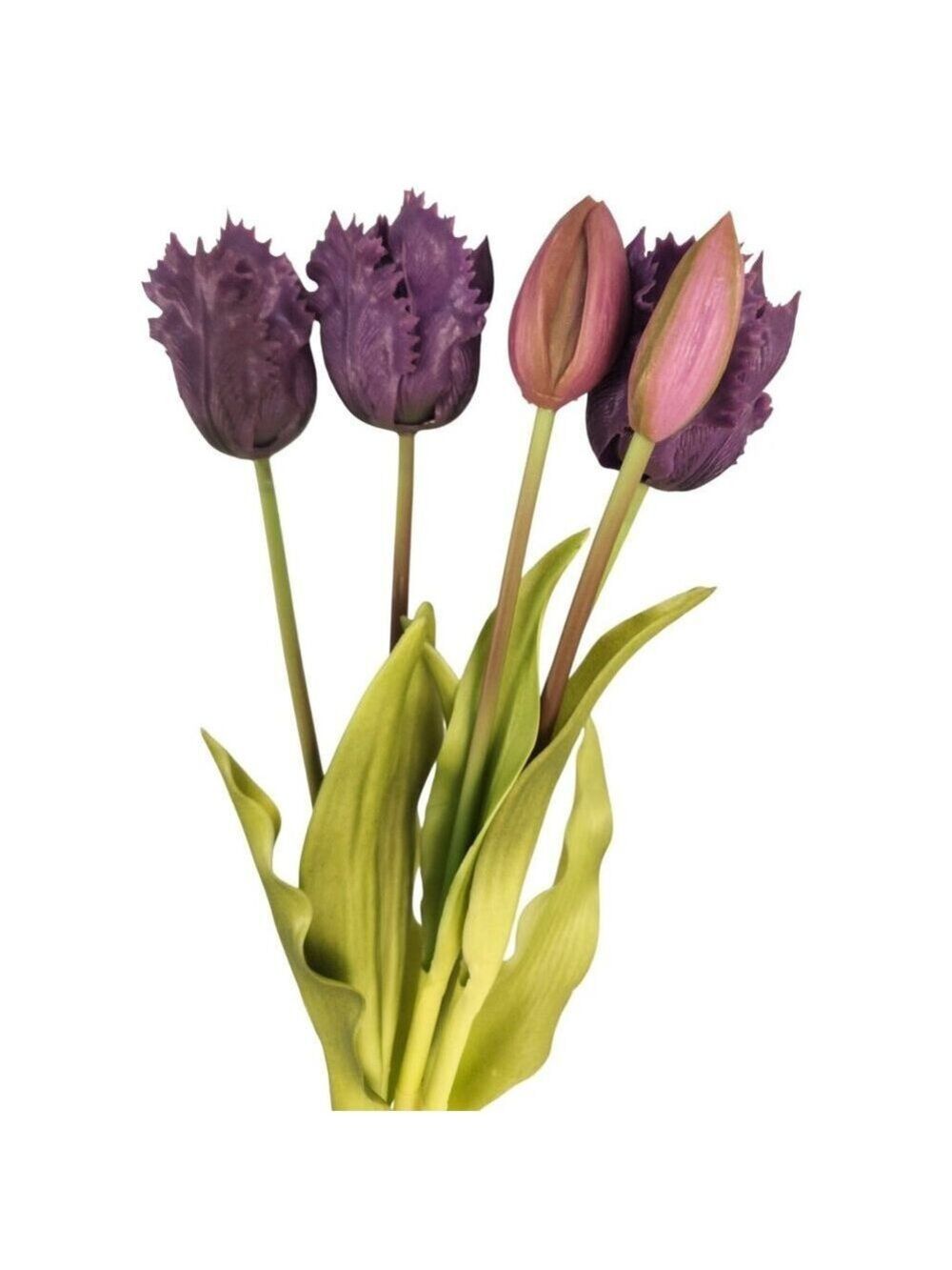 Plum Purple Artificial Tulips 15 Inch Set of 5 Faux Spring Flowers Wedding Home - Picture 5 of 7